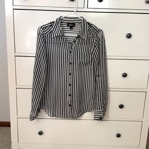 Black and white stripped work blouse.